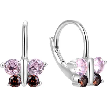 Náušnice Slušivé stříbrné náušnice se zirkony Motýlci AGUC810DL Beneto