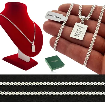 Řetízek BISMARK+ PÁNSKÝ ŘETÍZEK VOJENSKÁ ZNÁMKA PSA S GRAVÍROVÁNÍM 925 45 CM DÁREK