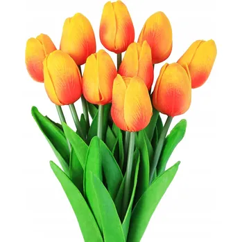 umělá květina Tulipány Realistické Umělé Červené - Sada 10 Kusů 34cm