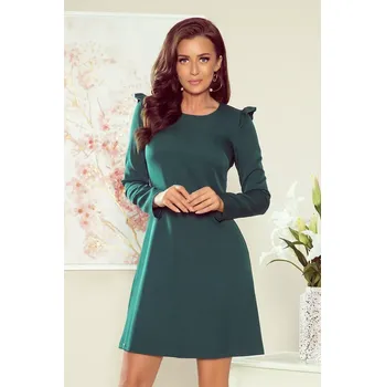 Dámské oblečení Zelené dámské trapézové šaty s volánky model 7785794 L