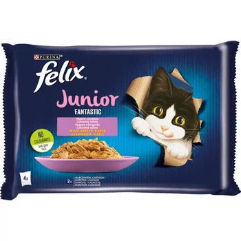 Krmivo pro kočku KRMIVO KOČKA FELIX FANTASTIC JUNIOR KUŘE LOSOS 4*85G NESTLE