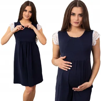 Dámská noční košile NOČNÍ NOČNÍ PRÁDLO FORMOMMY NA KOJENÍ SE ZIPY, TMAVĚ MODRÁ A BÍLÁ L