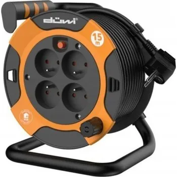 Napájecí kabel Düwi Prodlužovací Kabel bubnový 4x2P+Z 15 m oranžovo-černý
