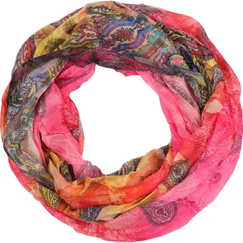 Šála Lehká duhová kruhová šála se vzorem Pastel Air růžová