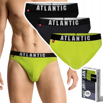 Slipy Pánské slipy 3-BALENÍ Sportovní bavlněné Slipy ATLANTIC 3MP-094 - L