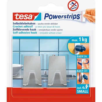 Věšák Háček bez vrtání Tesa stříbrný