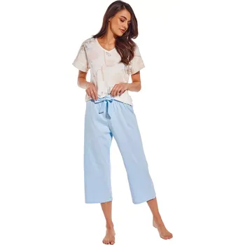 Pánské pyžamo Dámské pyžamo 657/291 Felicia - CORNETTE krémová S