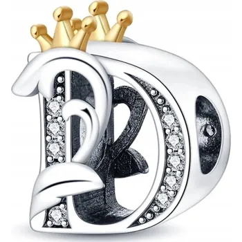 Přívěsek Přívěsek STŘÍBRO 925 Charms Koruna Písmeno D