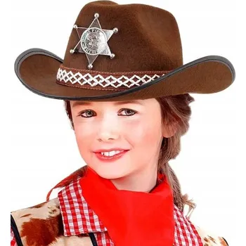 Klobouk KOVBOJSKÝ KLOBOUK HNĚDÝ KOVBOJ ŠERIF WESTERN LÉTO PLÁŽ DOVOLENÁ PLES