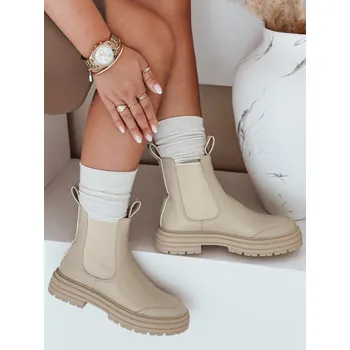 Dámské kozačky Dámské kotníkové boty LUXIBOOTS na platformě ZY1021 Barva: Béžová, Velikost: 37