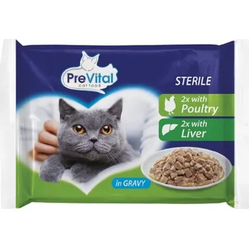 Krmivo pro kočku PreVital 4x100g kapsa sterile játra+drůbež v omáčce cat