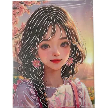 Diamantové malování Diamantový obrázek na plátně 23 x 30 cm - Dívka s copy