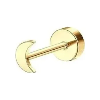 Piercing Zlatý piercing měsíc 6 x 5 x 0,8 mm Chirurgická ocel Jemný minimalistický piercing s motivem měsíce pro každodenní nošení