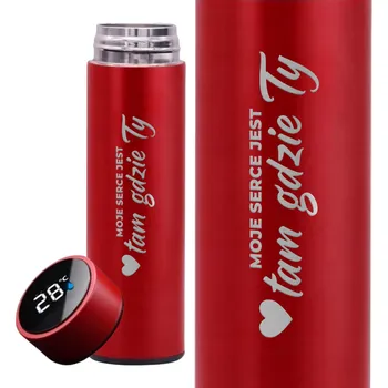 Termoska Termohrnek Termoska Červená Pro Páry Dárek Na Valentýna Tam, Kde Jsi Ty