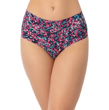 Dámské oblečení Dámské kalhotky Cranberries simple brasil maxi tm. modré s růž. vzorem - JULIMEX Velikost: L