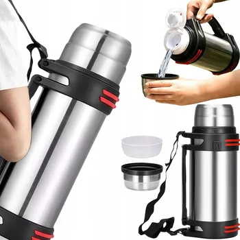 Termoska TURISTICKÁ TERMOSKA S POPRUHEM XXL TERMOHRNEK Z NEREZOVÉ OCELI 3L