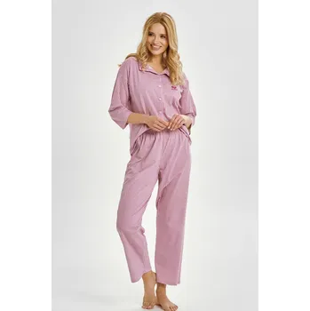 Pánské pyžamo 3435 DÁMSKÉ DLOUHÉ PYŽAMO JOLIE S-XL Růžová XL