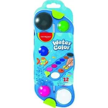 Výtvarná barva AKVARELOVÉ BARVY KEYROAD SE ŠTĚTCEM, 12 BAREV