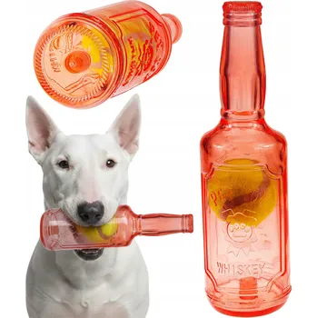 Hračka pro psa Hračka pro psy Láhev WHISKY pískací + míček tenisový uvnitř, Odolná