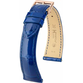 Řemínek na hodinky Kožený řemínek Hirsch London 04207182-7, modrý, aligátoří kůže, Quick Release