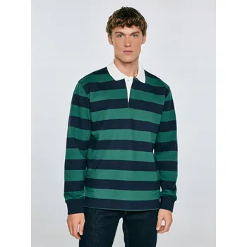 Pánské tričko BIG STAR TRIČKO PÁNSKÉ POLO S PRUHY, MODRO-ZELENÁ BARVA, MIXER 403 S