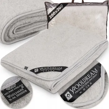Prostěradlo Vlněná deka Wooldream 200 cm x 200 cm šedá