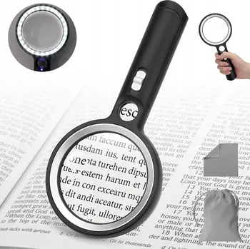Lupa SKLO S OSVĚTLENÍM, ZVĚTŠOVACÍ SKLO S LED, LUPA NA ČTENÍ