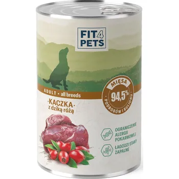 Krmivo pro psa Krmivo mokrá pro psy plnohodnotná Fit4Pets kachna s šípkem 400g