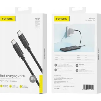 Datový kabel FONENG kabel XS07 USB-C - USB-C PD 60W 1.2M Černý #2172