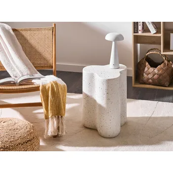 Konferenční stolek Odkládací stolek bílý s terrazzo vzorem sklolaminát s oxidem hořečnatým nepravidelný tvar vnitřní i venkovní použití moderní odolný proti UV záření Beliani