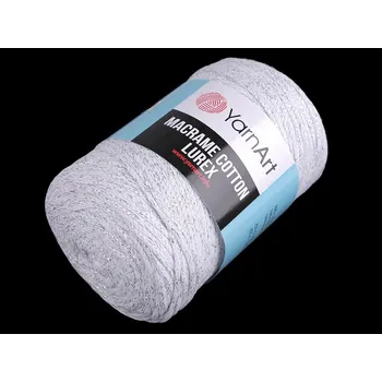 Galanterie Pletací příze Macrame Cotton lurex 250 g, barva 2 (720) bílá stříbrná