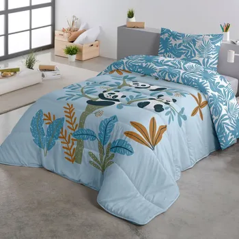 Napínací potah Blancheporte Dětská přikrývka Panda z mikrovlákna 200g/m2 modrá 140x200 cm