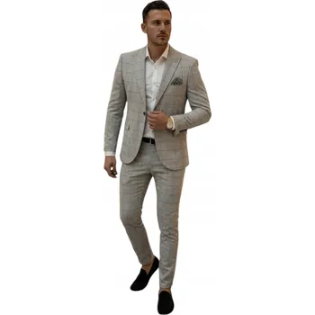 Pánský oblek Pánský oblek dvoudílný šedý kostkovaný DJG02 - 50