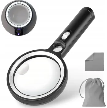 Lupa VELKÁ LUPA NA ČTENÍ SKLO S PODSVÍCENÍM PRO DENNÍ SVĚTLO