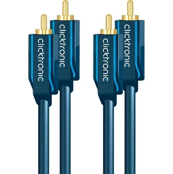 Audio kabel ClickTronic 10m Stereo Audio kabel 2 x RCA Modrý, Zlatý