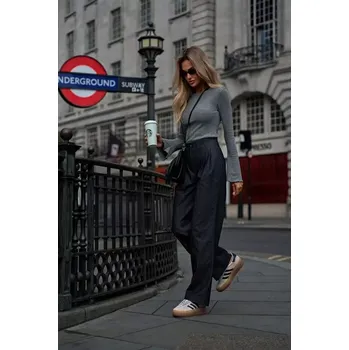 Dámské kalhoty M799 Kalhoty se širokými nohavicemi - grafitové EU L