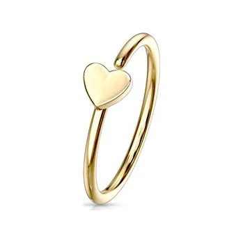 Piercing N0054-GD Zlacený piercing do nosu/ucha kruh se srdíčkem