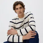 Reserved - Pruhované tričko střihu regular s dlouhými rukávy - krémová - WD016-01X - WD016-01X-L