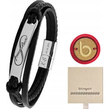 Náramek Dámský kožený náramek s gravírováním pletený