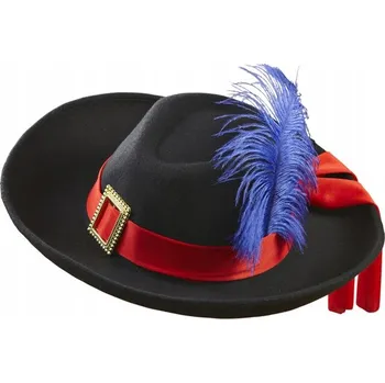 Klobouk KLOBOUK MUŠKETÝRA ČERNÝ S PÉREM