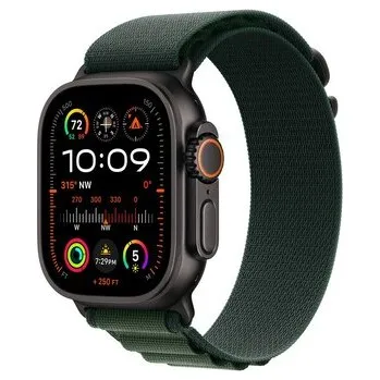 Chytré hodinky Apple Watch 49/44/45/46mm tmavě zelený alpský tah s černým titanem S