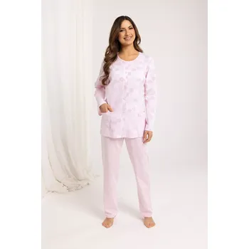 Pyžamo Regina 710 dlouhé/r 2XL-3XL Z25/26 dámské rozepínací Růžová XXL