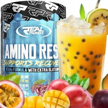 Aminokyselina BCAA aminokyseliny pro regeneraci Real Pharm Amino Rest 500g MANGO MARACUJA
