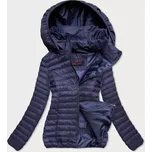 Tmavě modrá prošívaná dámská bunda s kapucí (2021-09) odstíny modré XL (42)