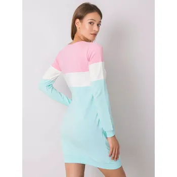 Dámská mikina Růžovo/ecru/mátová trojbarevná dlouhá dámská mikina s kapsami (5869) odstíny zelené S (36)