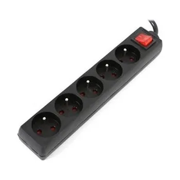 Napájecí kabel Platinet OMEGA Prodlužovací zásuvková lišta s 5 zásuvkami WITH BASIC SURGE PROTECTION 1.5M 16A 5 SOCKET TYPE E FRENCH BLACK OL5F15