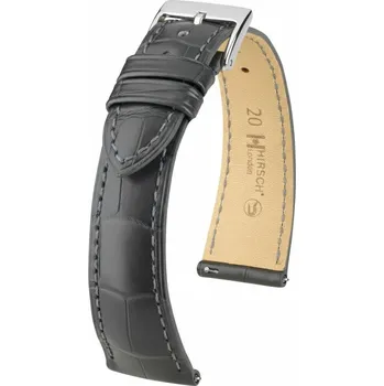 Řemínek na hodinky Kožený řemínek Hirsch London 04207139-2, šedý, aligátoří kůže, Quick Release
