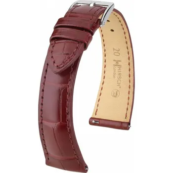 Řemínek na hodinky Kožený řemínek Hirsch London 04207169-2, červený, aligátoří kůže, Quick Release