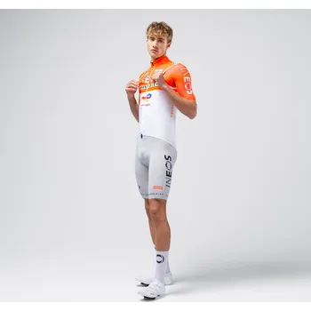 Cyklistická vesta GOBIK Cyklistická vesta - PLUS 2.0 INEOS GRENADIERS 26 - bílá/oranžová L