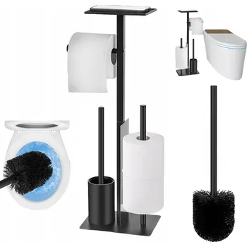 VERTIKÁLNÍ STOJAN NA TOALETNÍ PAPÍR SE ŠTĚTKOU WC NEREZOVÁ OCEL PEVNÝ